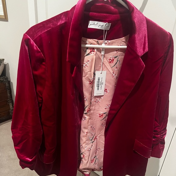 Petal & Pup Jackets & Blazers - Petal & Pup Magenta Velvet  Lone Blazer BNWT!!!!